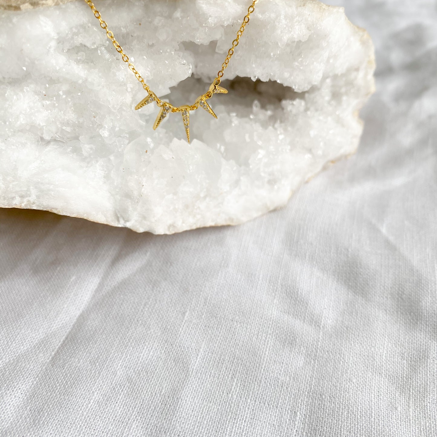 Sunbeam Gold Crystal Necklace - BelleStyle