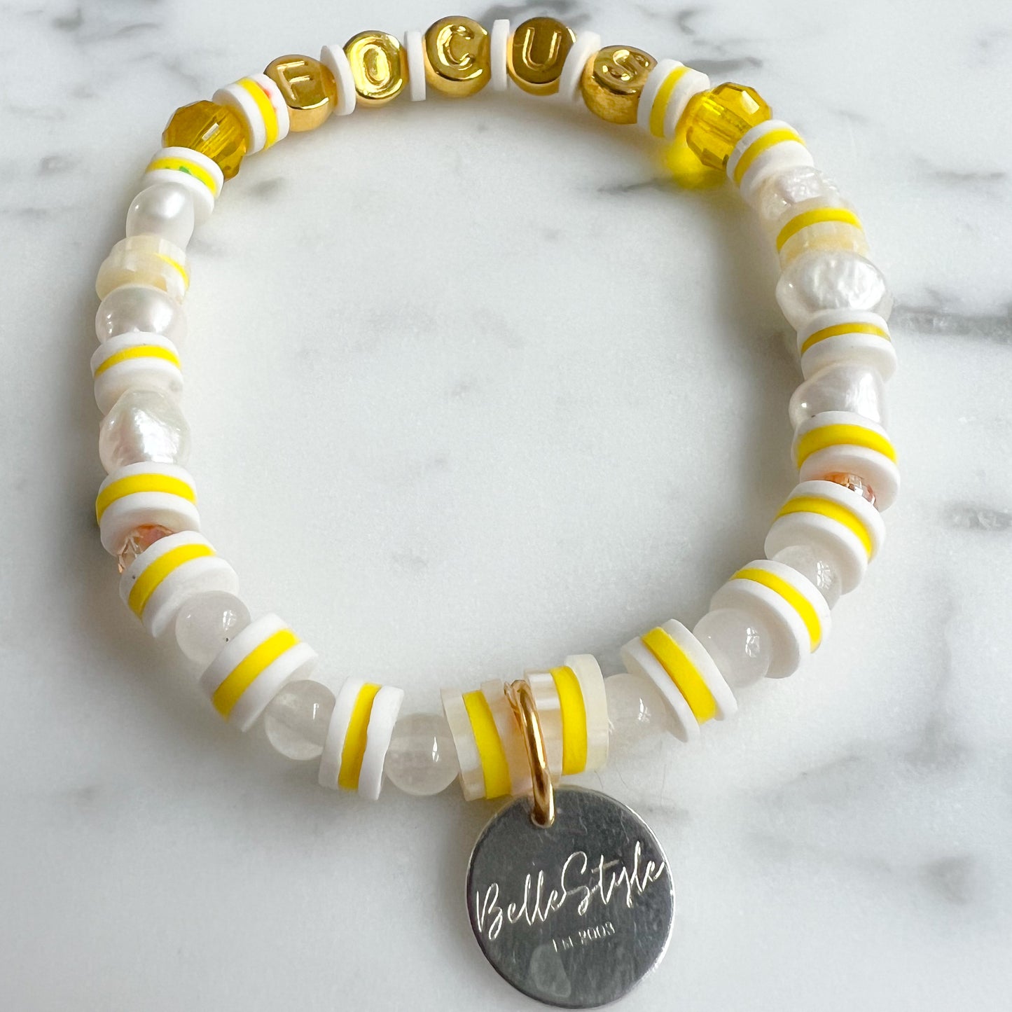 INSPIRE Gold Friendship Bracelet Yellow - BelleStyle