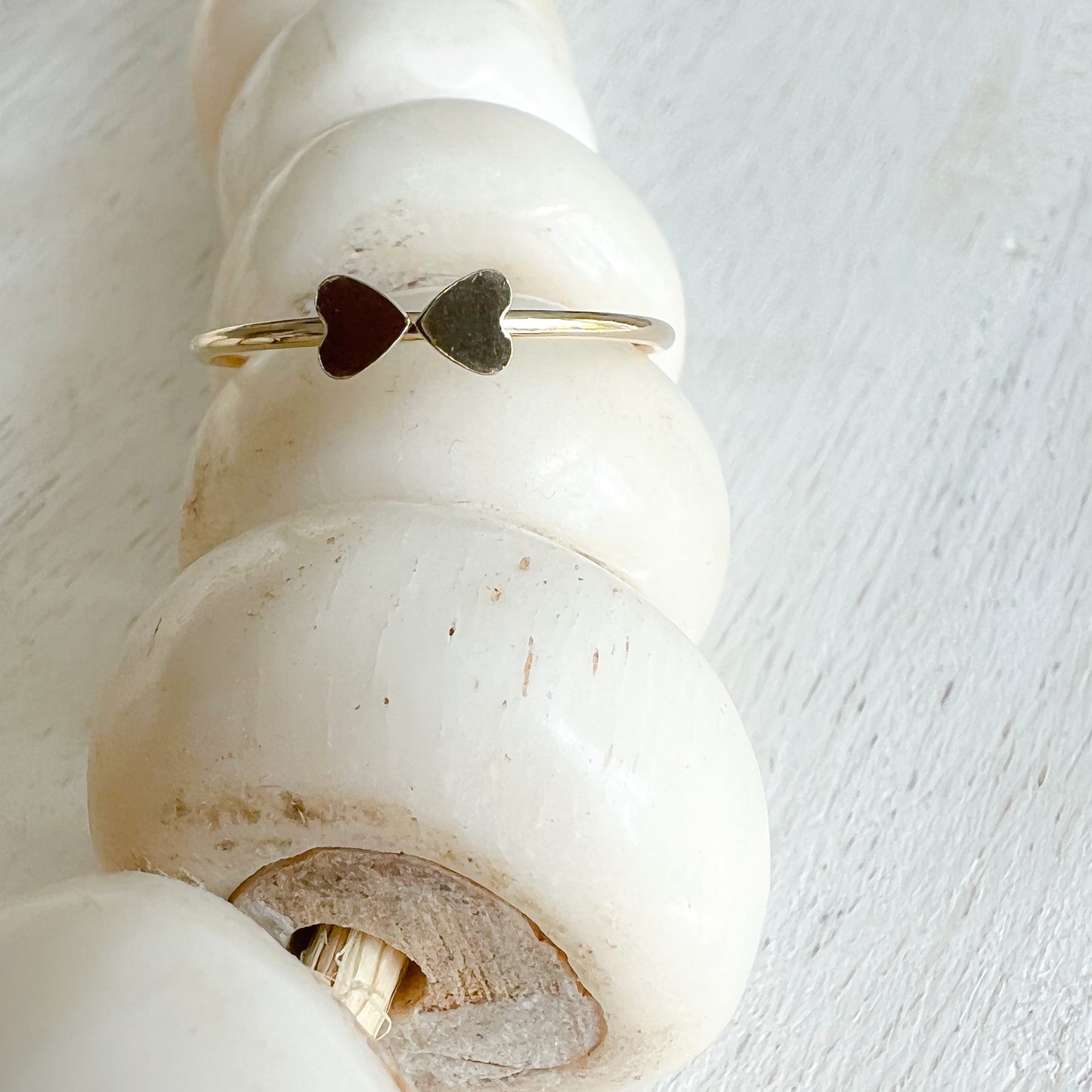 Double Heart Gold Ring Size 7 - BelleStyle