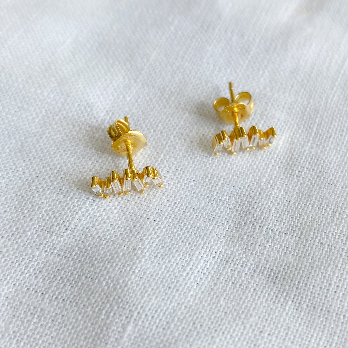 Marmont Earrings BelleStyle - sterling silver gold plate stud post everyday baguette crystals