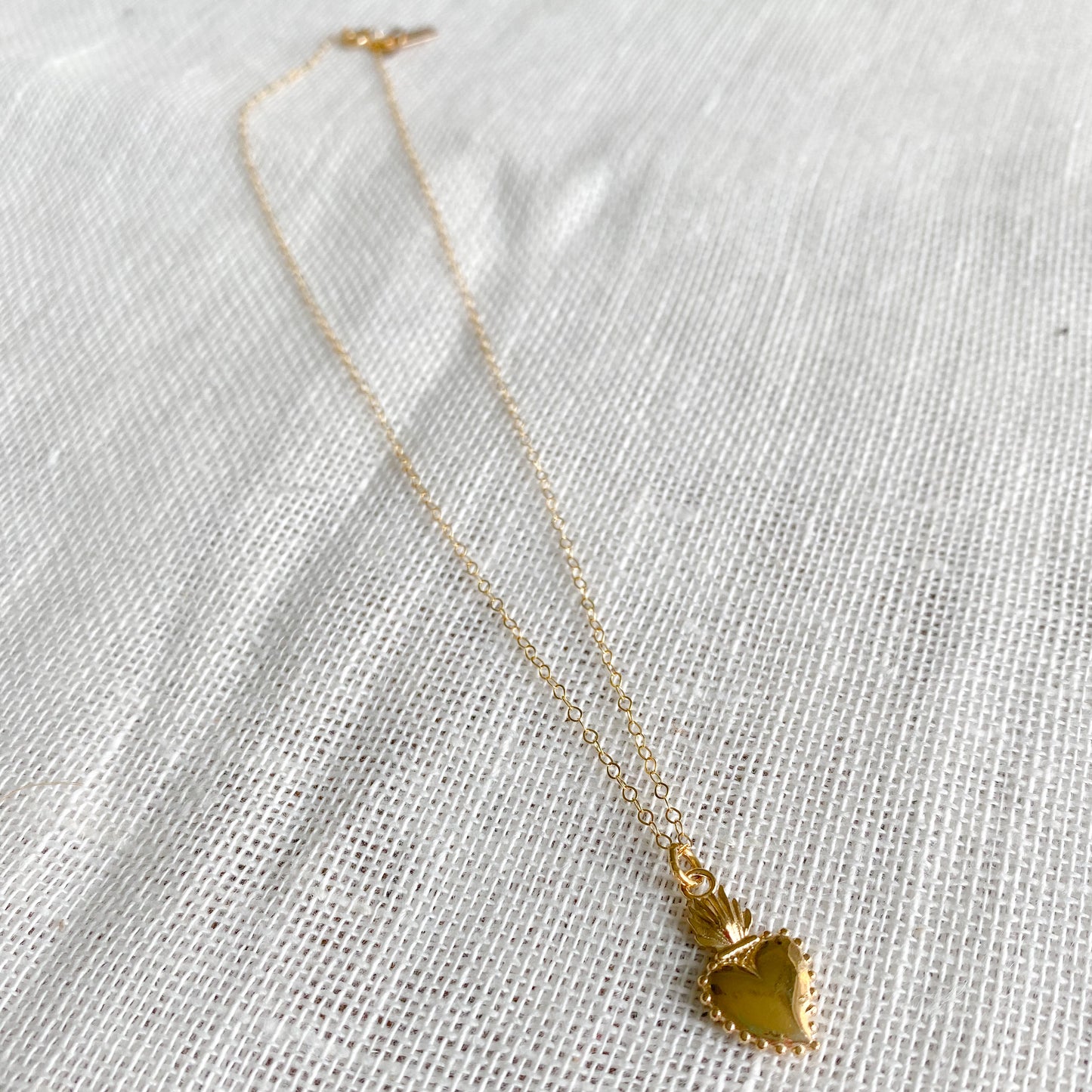 Sacred Heart Gold Charm Oval Chain Necklace