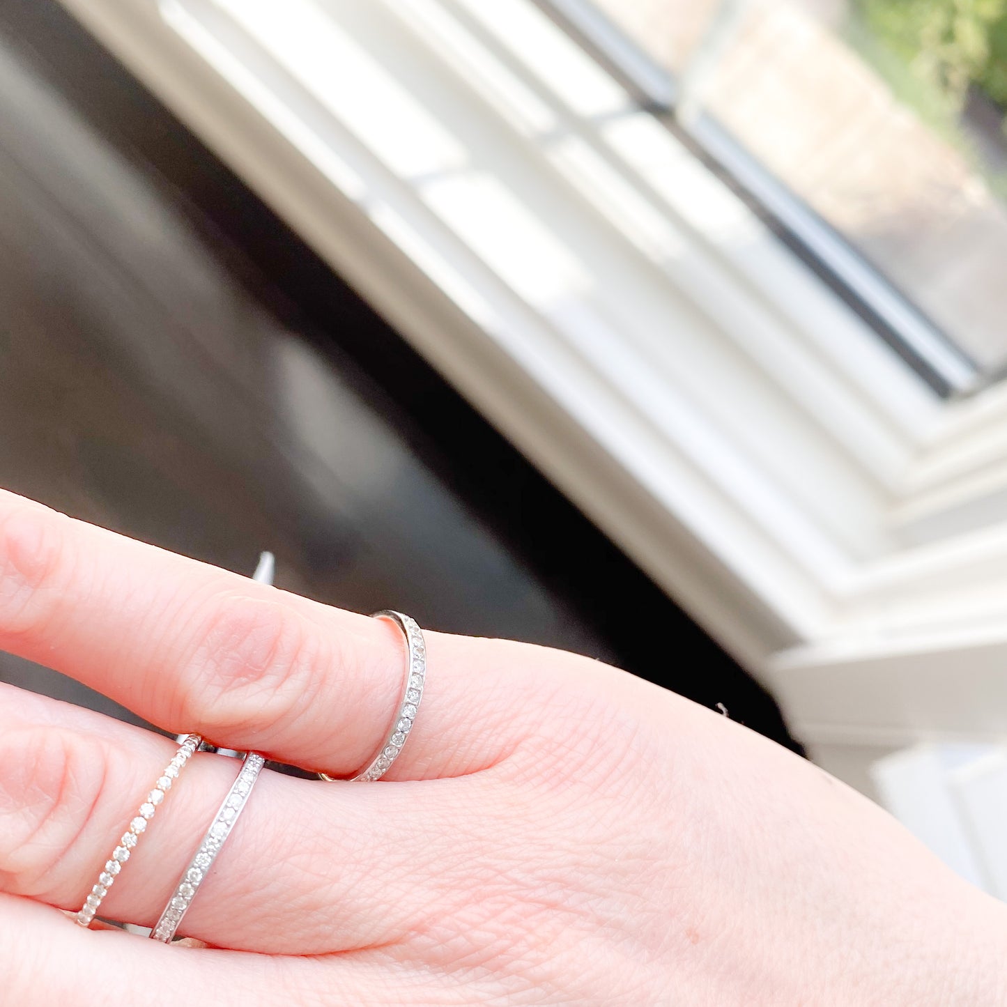 Diamond 14KT White Gold Stackable Ring - BelleStyle