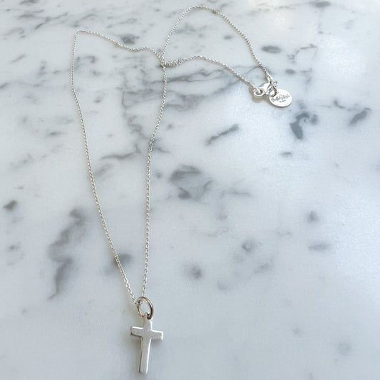 Sterling Silver Mini Plain Cross Necklace