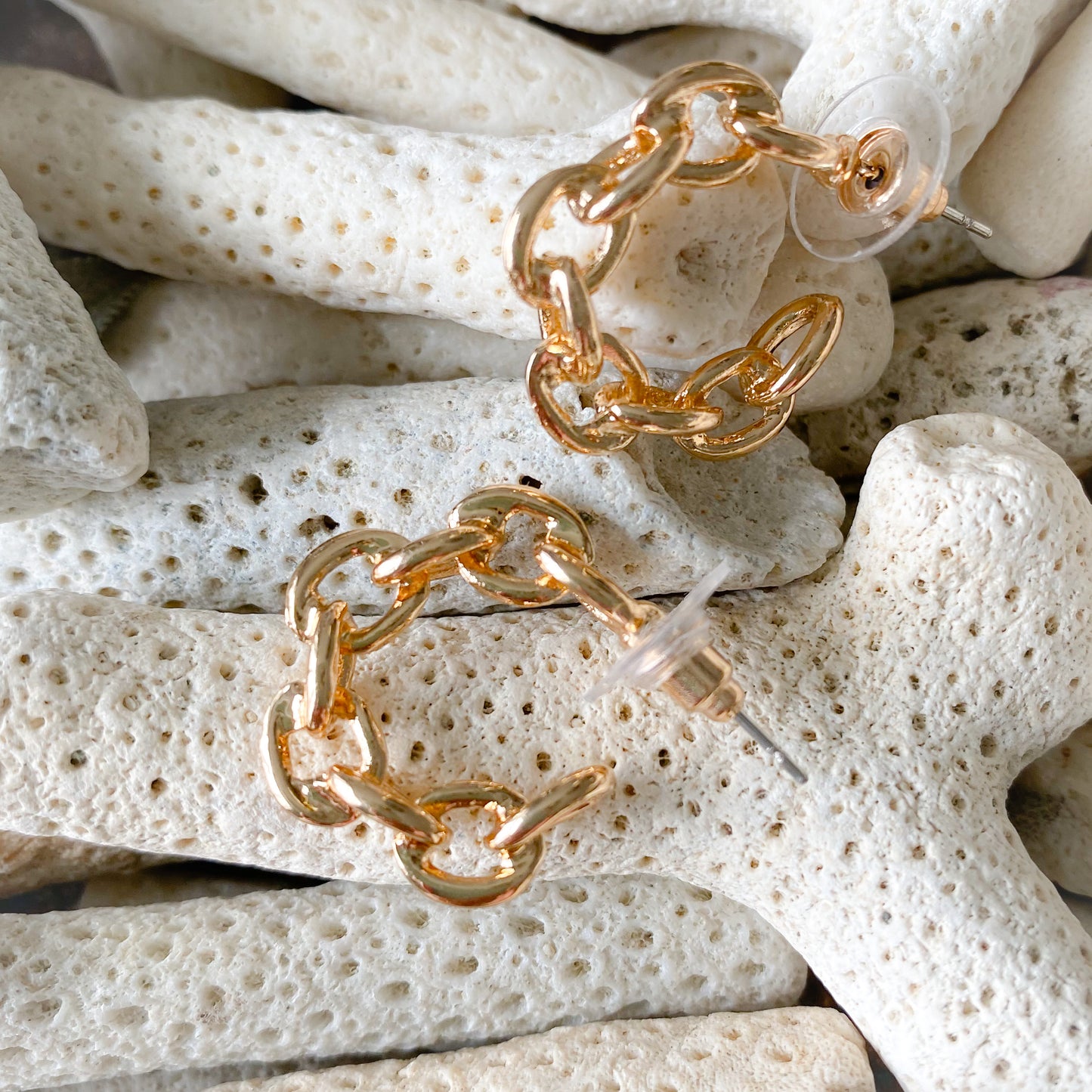 Small Link Chain Hoop Earrings - Bellestyle