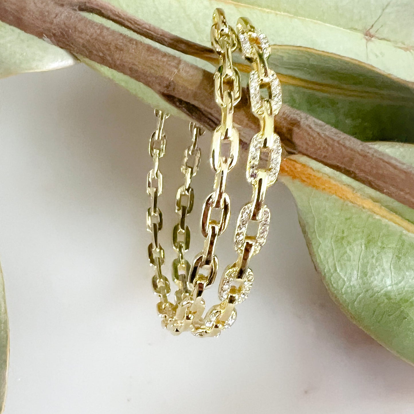 Jaime Crystal Pave Link 925 Cuff Bracelet - BelleStyle