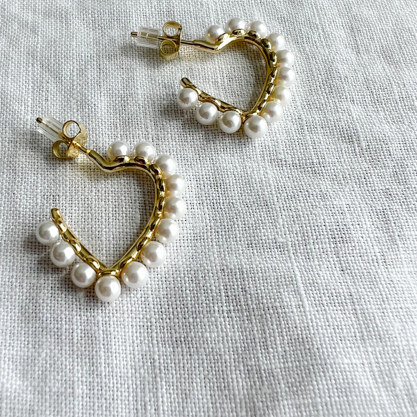 Pearl Heart Earrings - BelleStyle