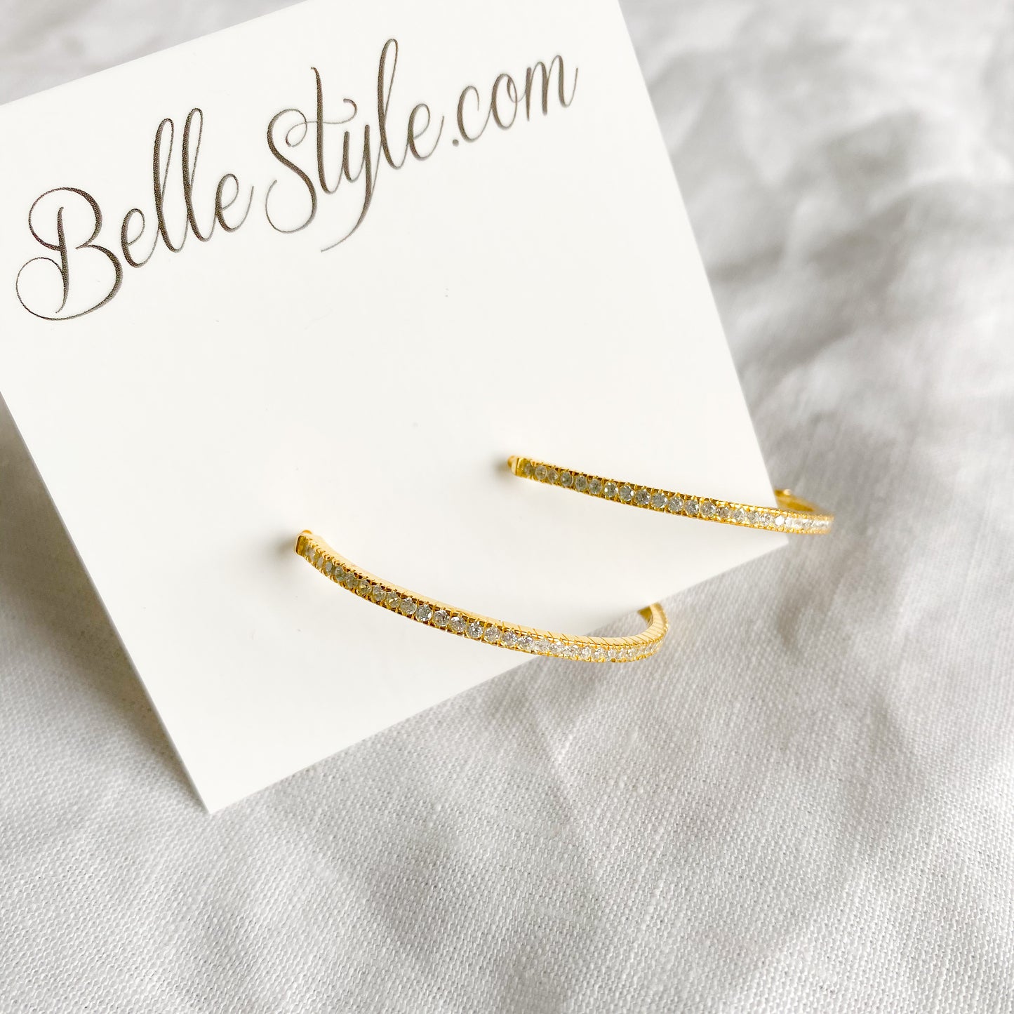 Taylor Gold Crystal Hoop Earrings - BelleStyle