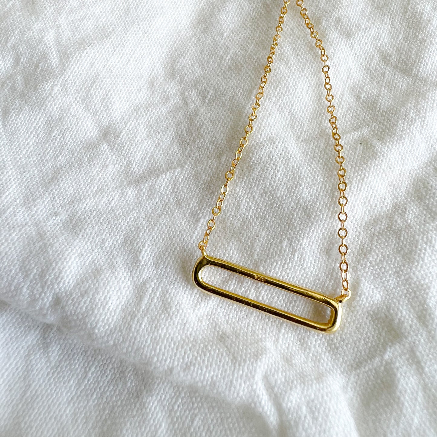 Pave Crystal Open Rectangle Necklace - BelleStyle