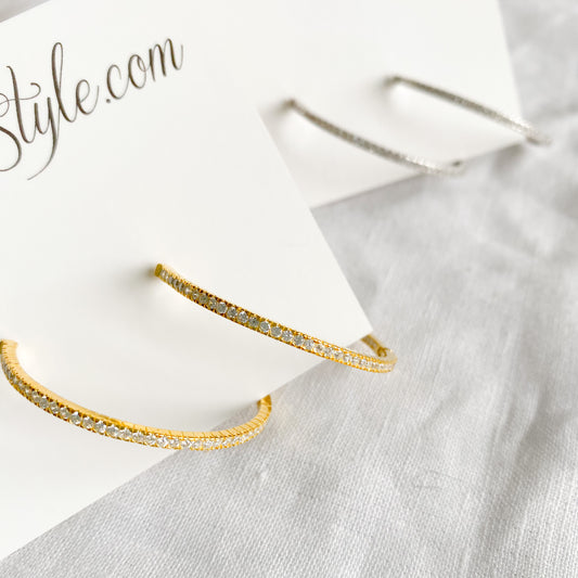 Taylor Gold Crystal Hoop Earrings - BelleStyle