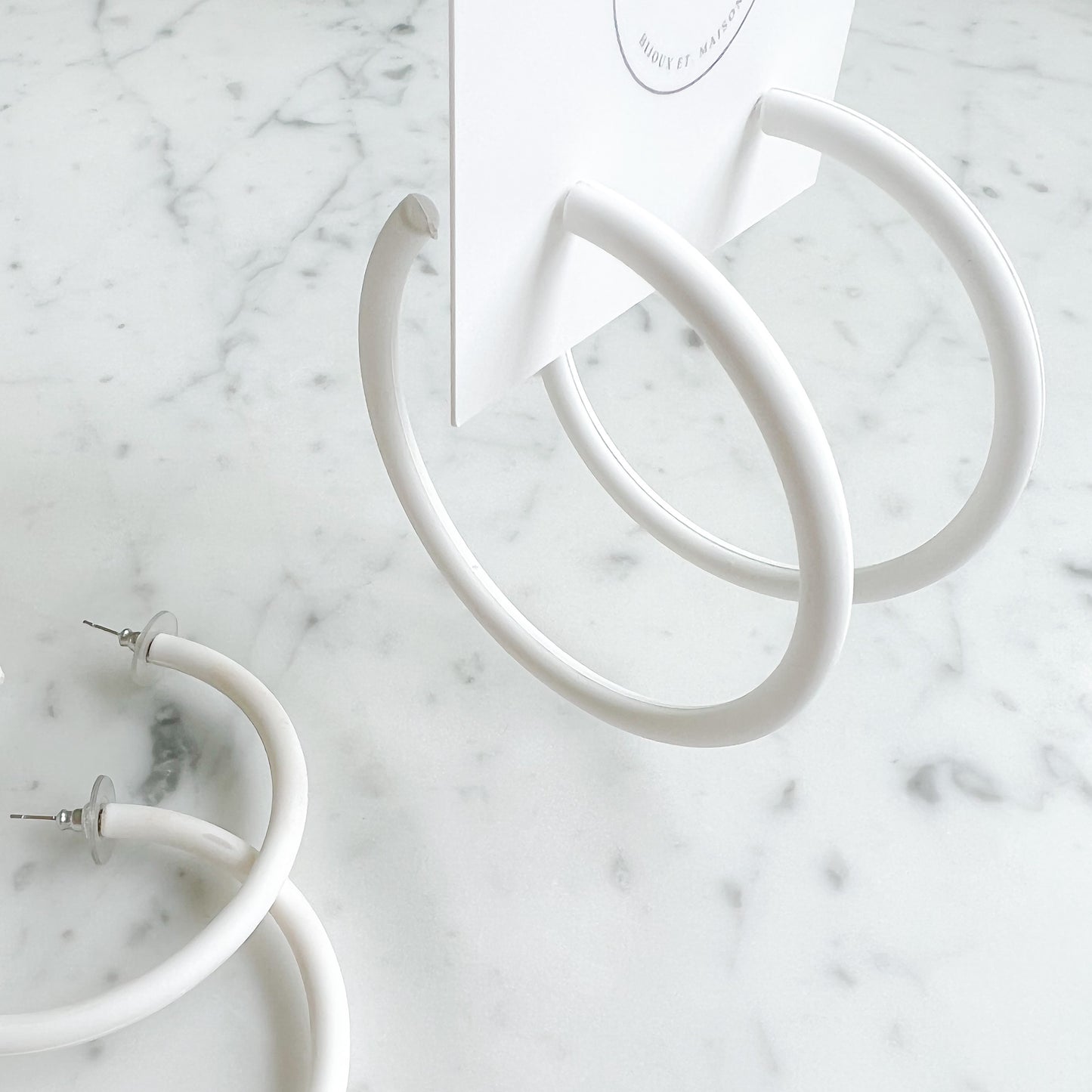 Captiva White Large Hoop Earrings - BelleStyle
