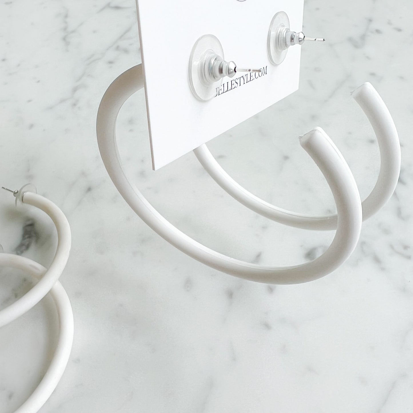 Captiva White Large Hoop Earrings - BelleStyle