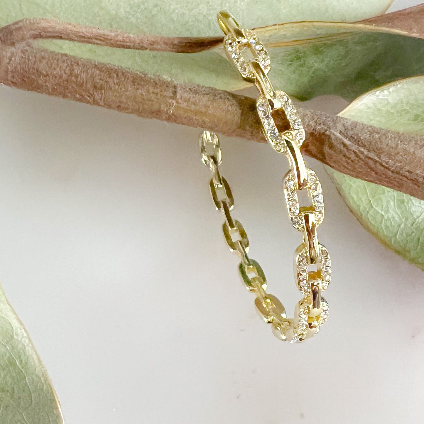 Jaime Crystal Pave Link 925 Cuff Bracelet - BelleStyle