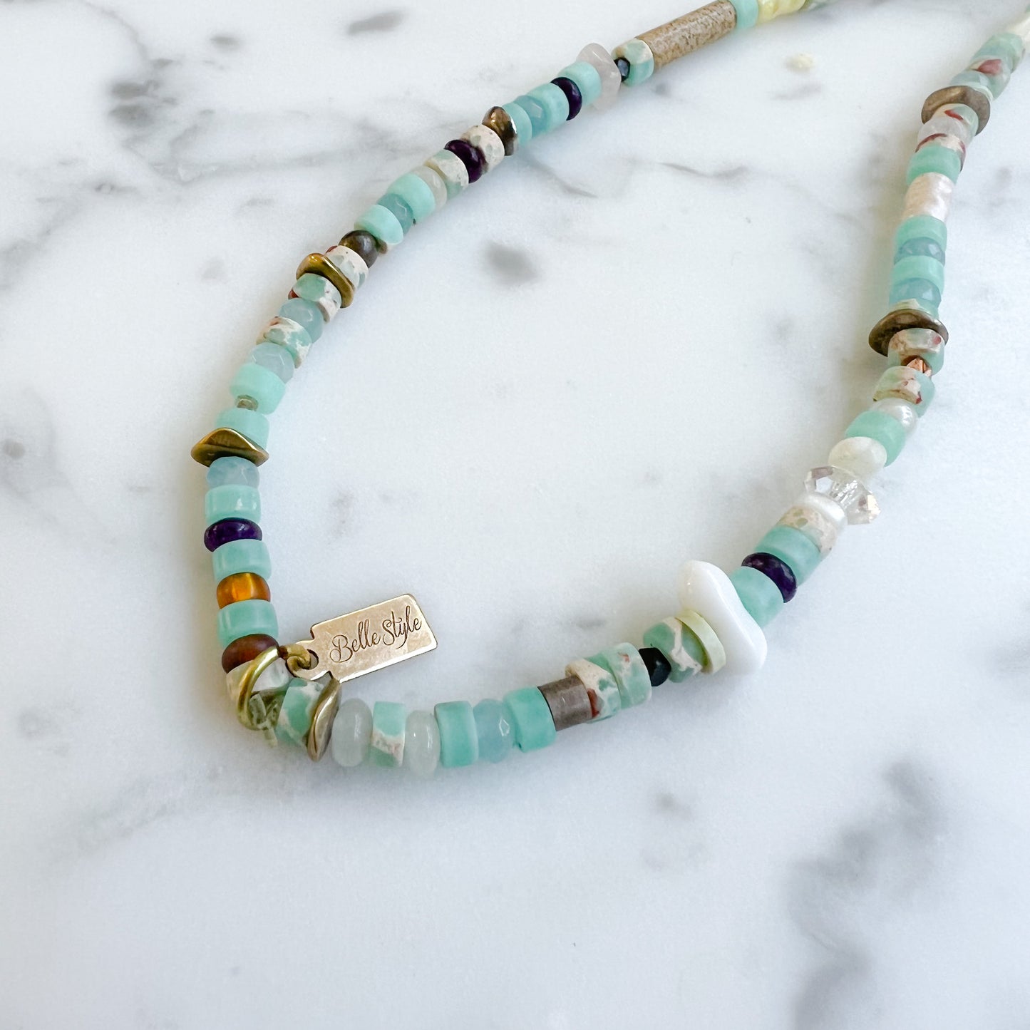 Mother of Pearl Vintage Butterfly Stone Necklace