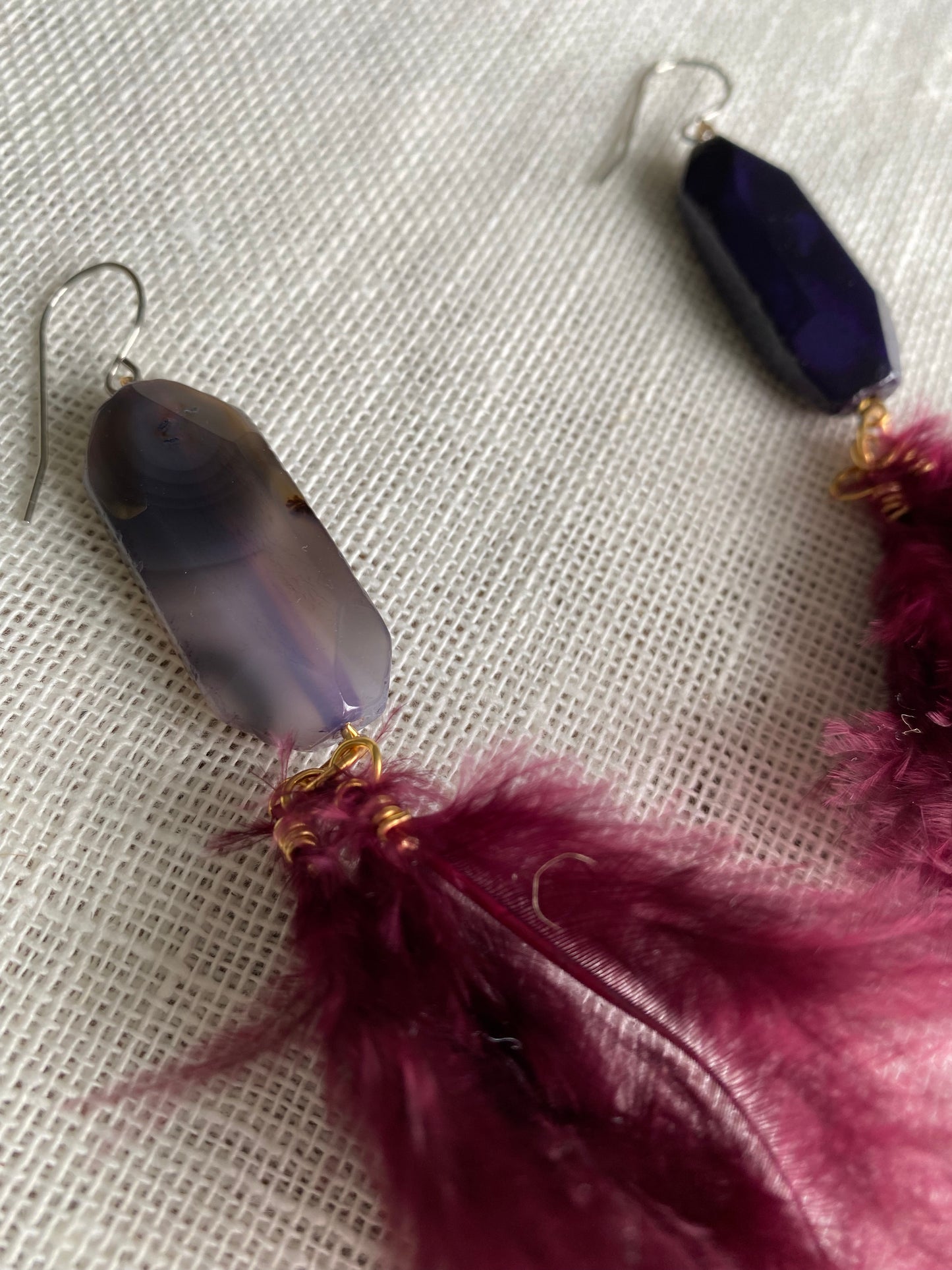 Quinn Rainbow Flourite Feather Earrings