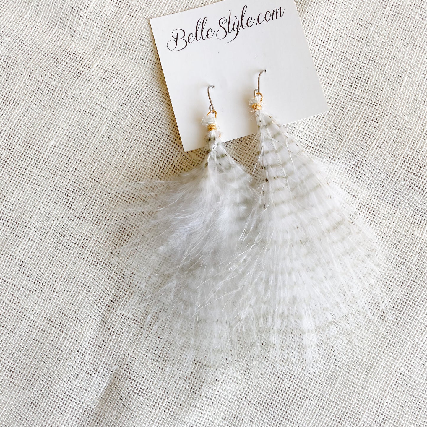 Tiger Feather Earrings - Bellestyle white maribu