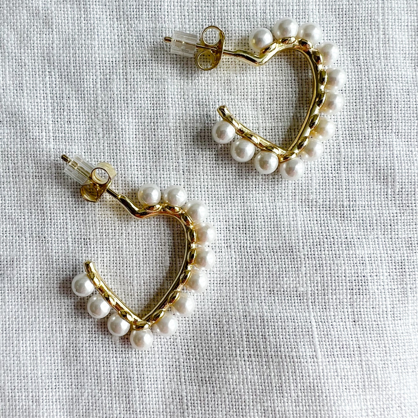 Pearl Heart Earrings - BelleStyle