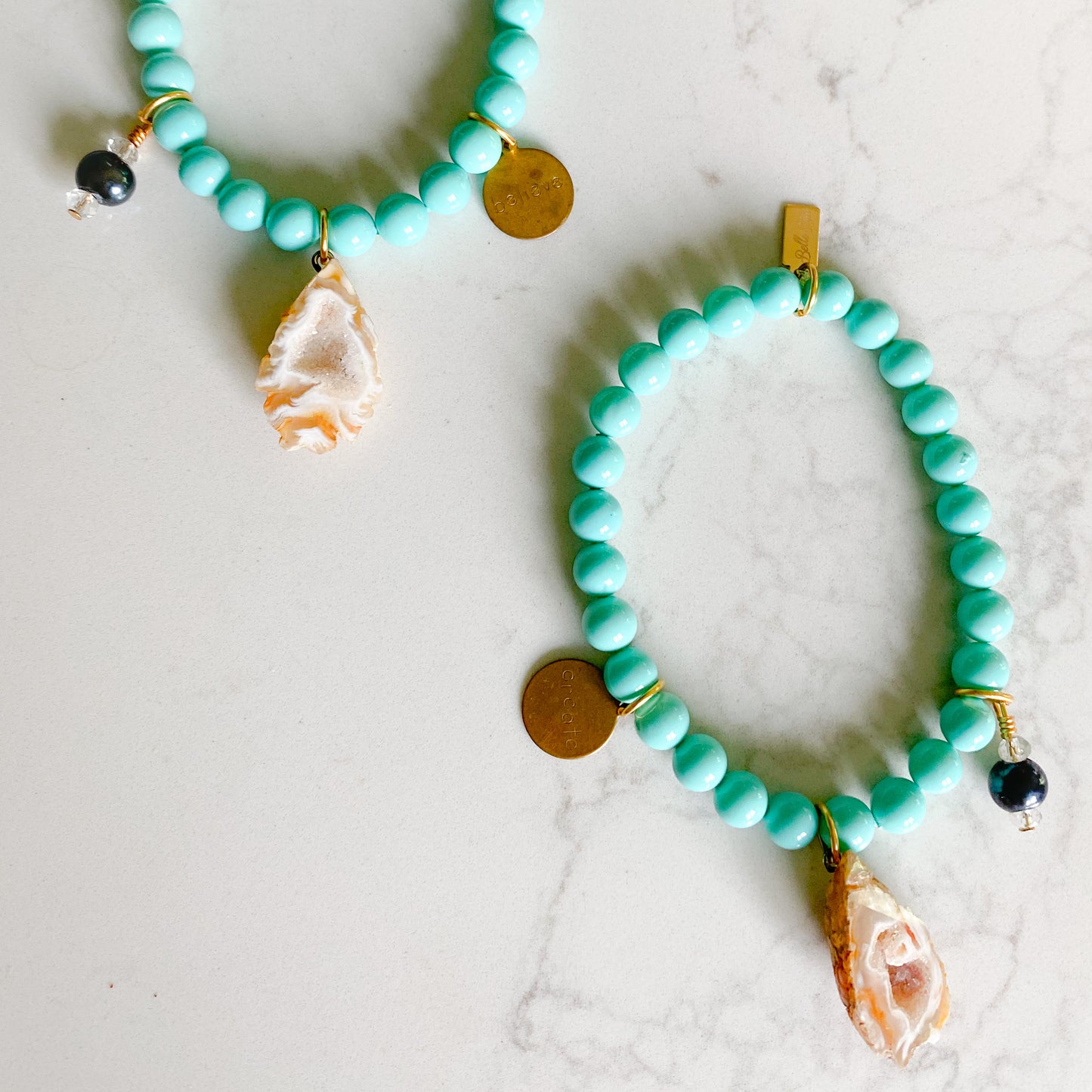 Palm Springs Bracelet - BelleStyle turquoise druzy quartz freshwater pearl