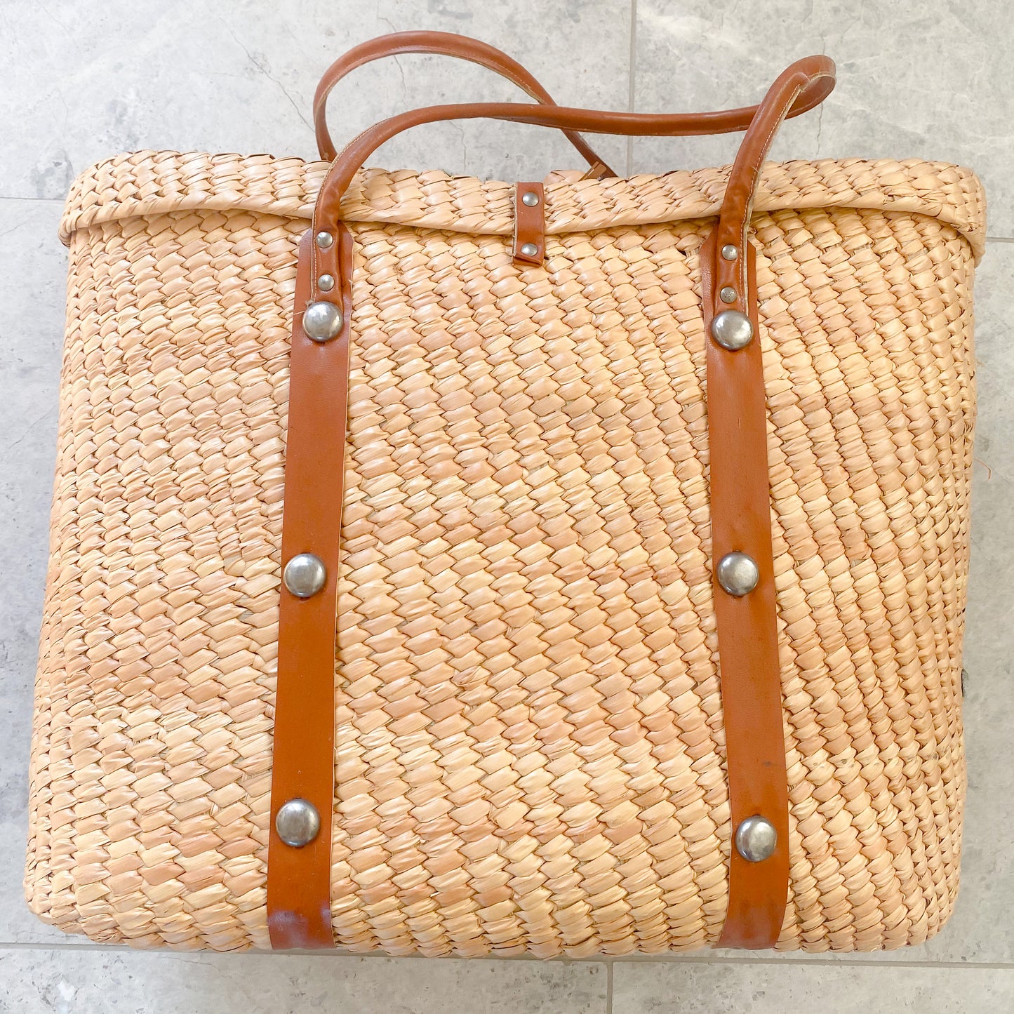 Vintage French Market Grape Buckle Extra Large Tote - BelleStyle