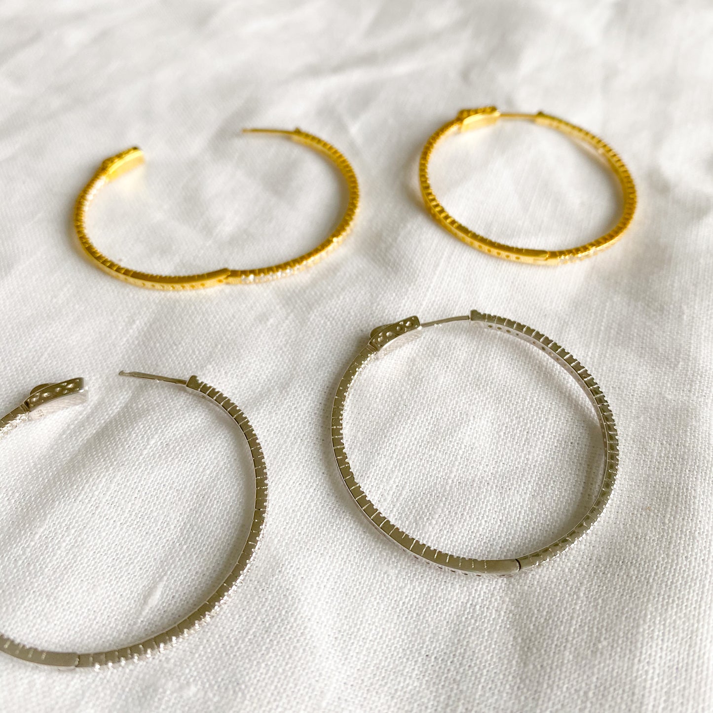 Taylor Silver Crystal Hoop Earrings - BelleStyle