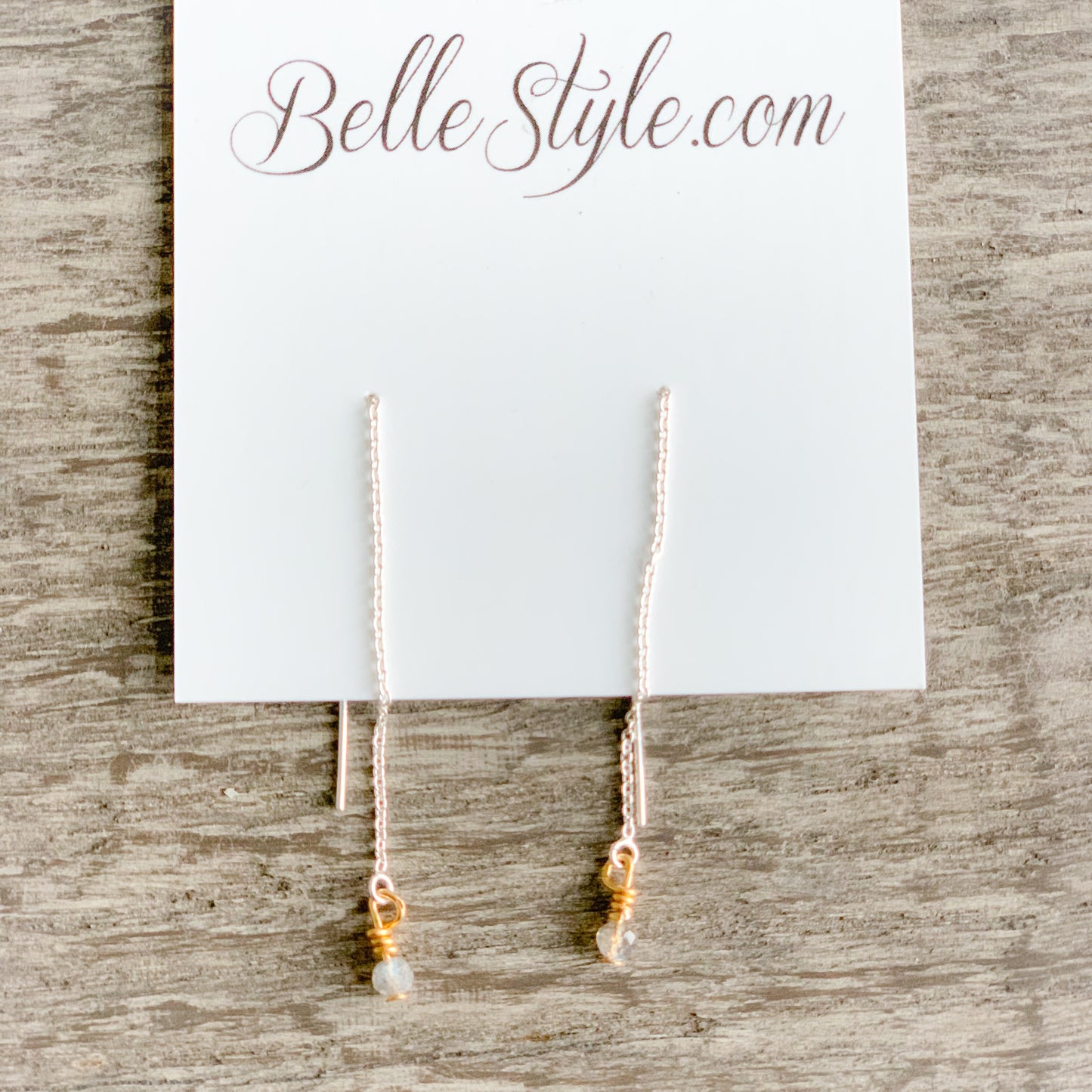 Labradorite Threader Earrings - BelleStyle