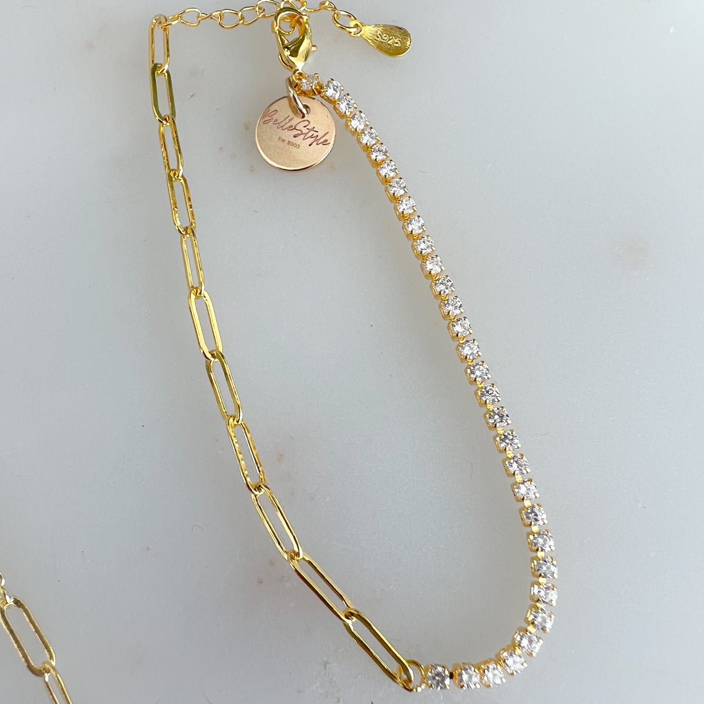 Josie Crystal Chain Sterling 925 Bracelet - BelleStyle