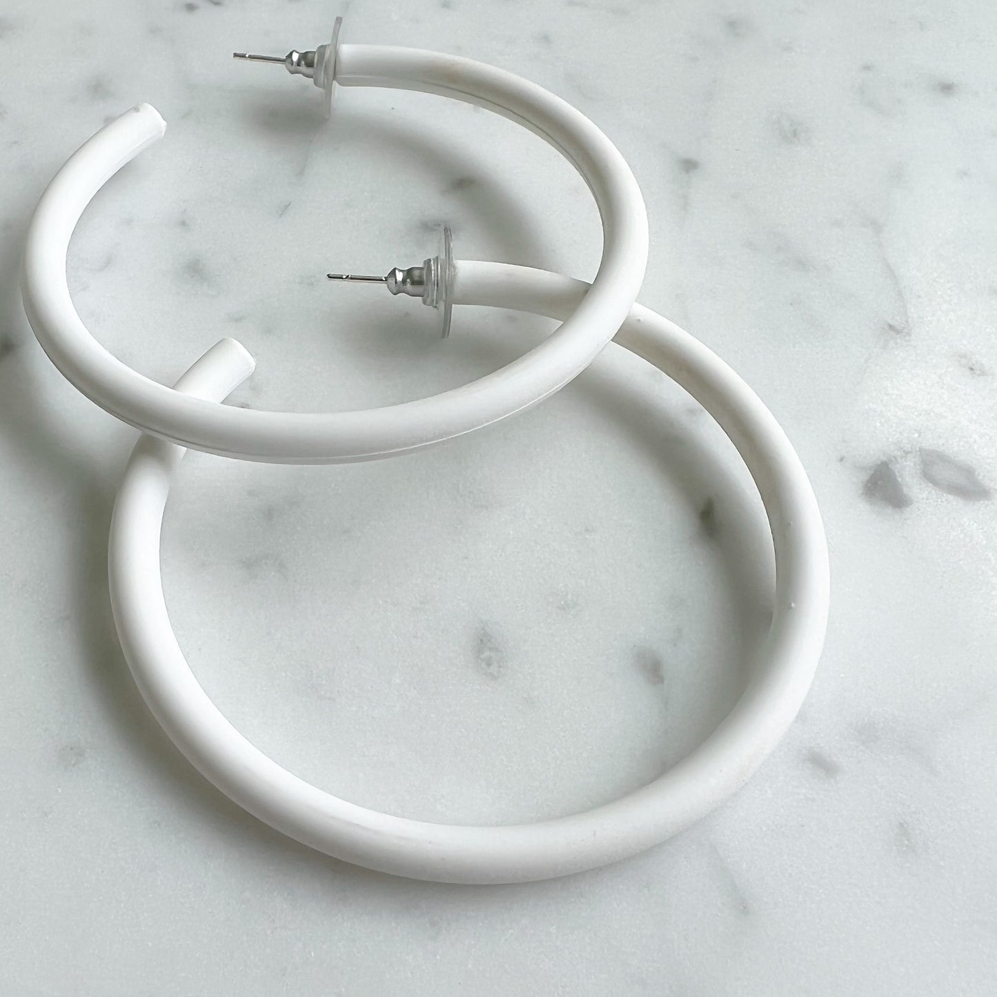 Captiva White Large Hoop Earrings - BelleStyle