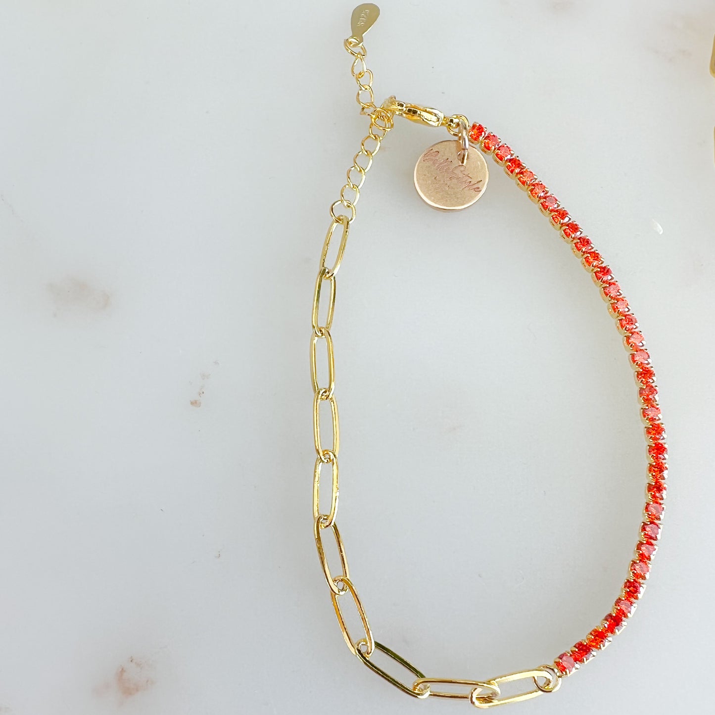 Josie Crystal Chain Sterling 925 Bracelet - BelleStyle