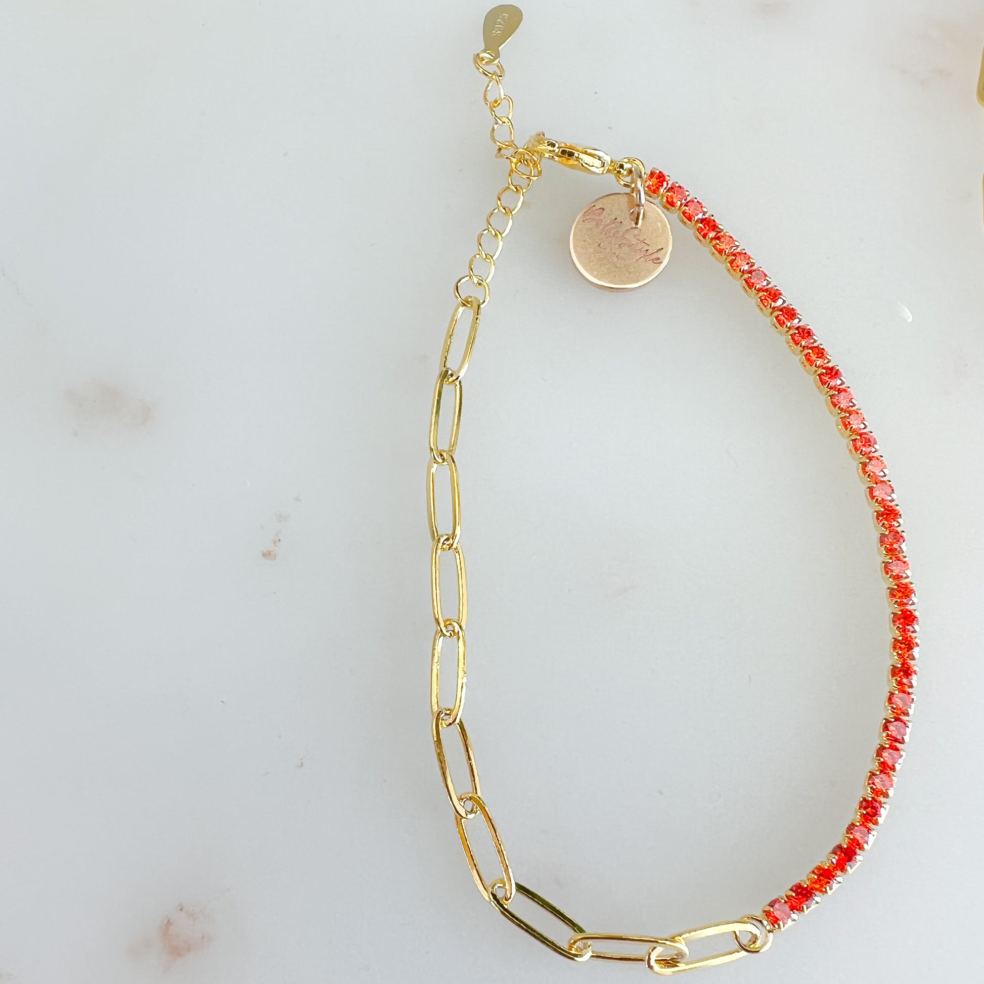 Josie Crystal Chain Sterling 925 Bracelet - BelleStyle