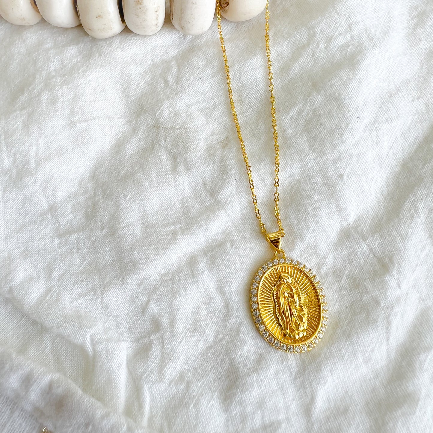 Mary Pave Crystal Charm Necklace - BelleStyle