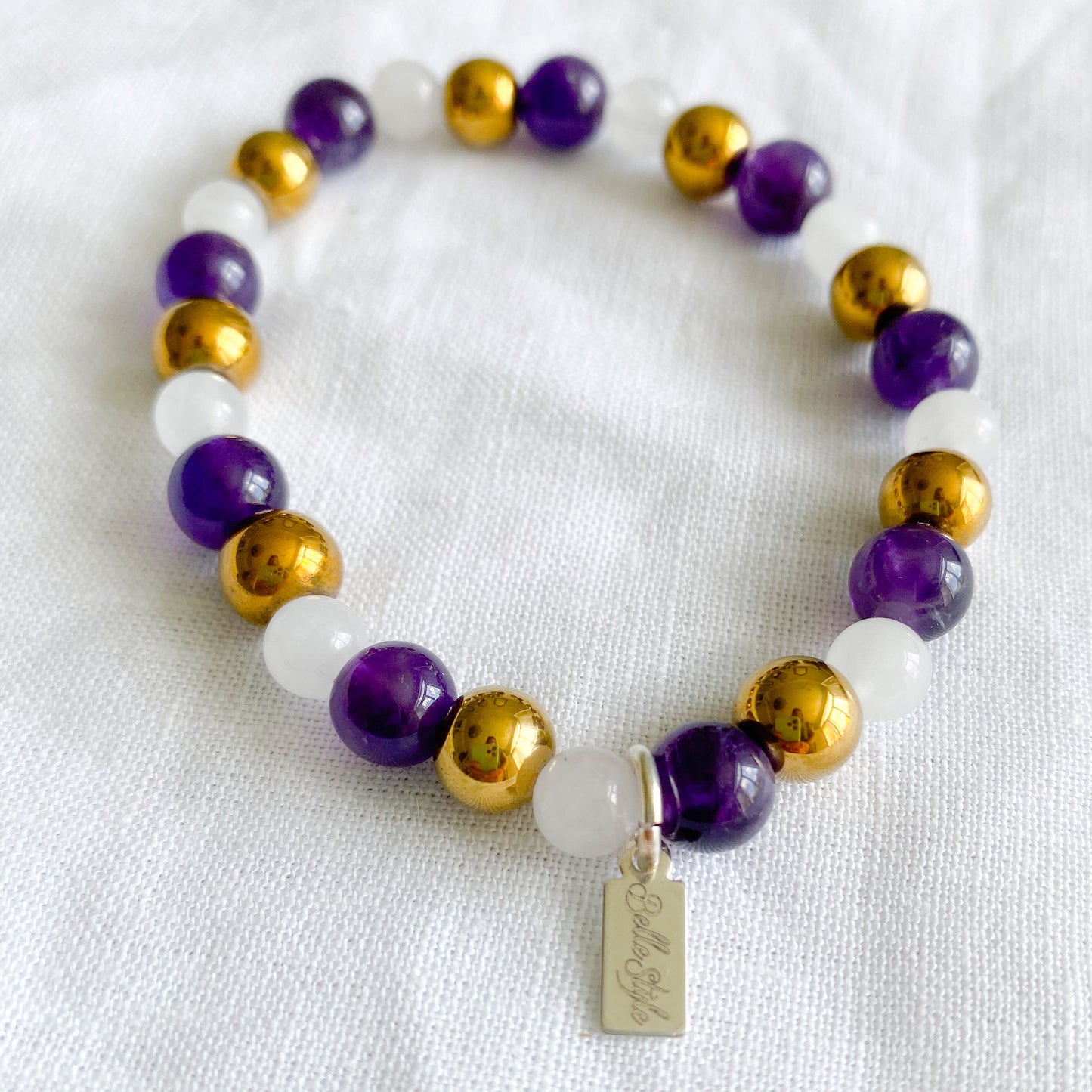 Amethyst Quartz Gold Bracelet - BelleStyle