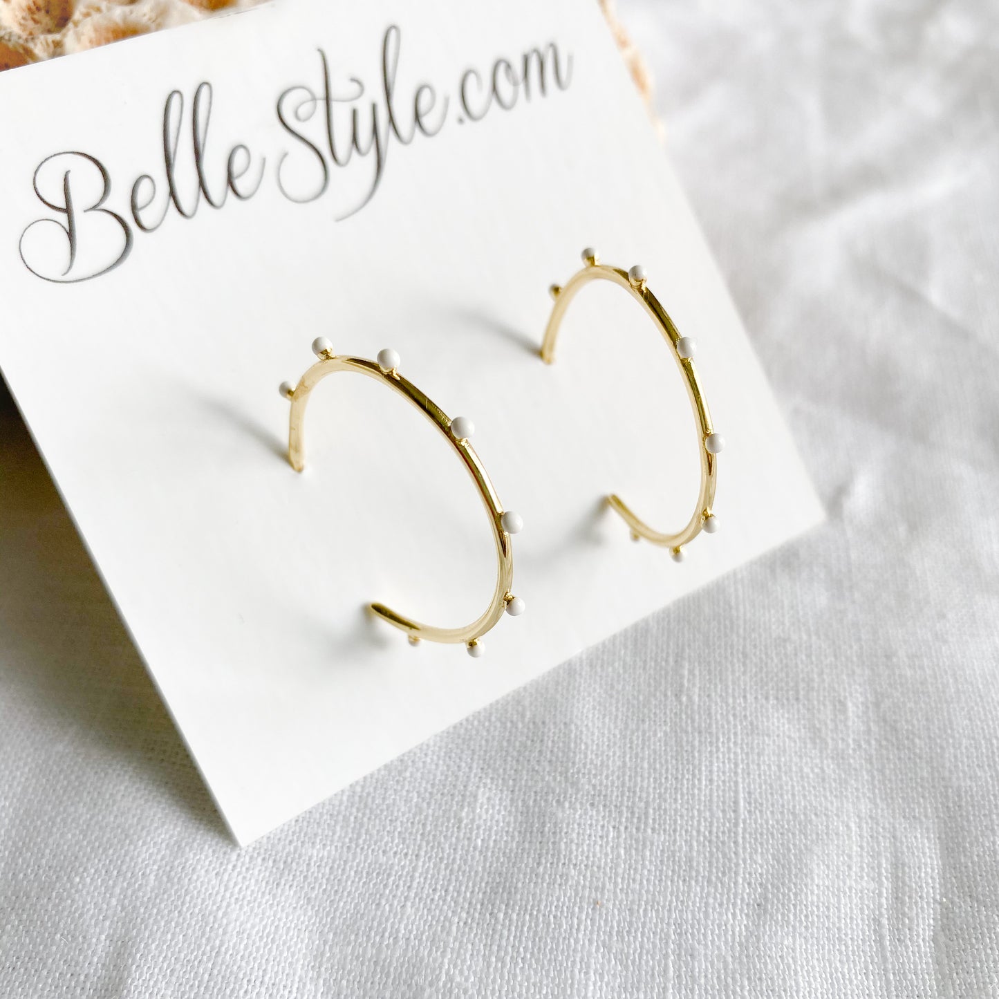 Dot Gold Hoop Earrings - BelleStyle