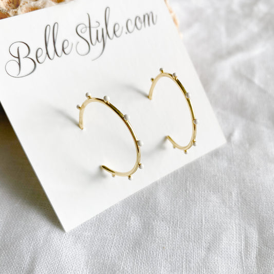Dot Gold Hoop Earrings - BelleStyle