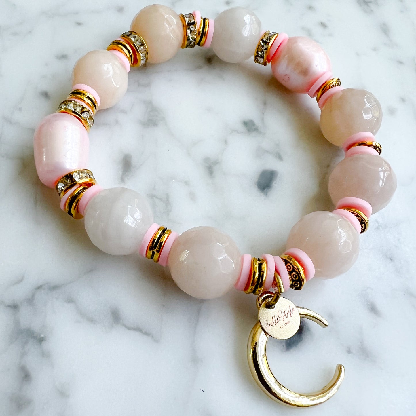 Lunar Gold Peach Quartz Bracelet - BelleStyle