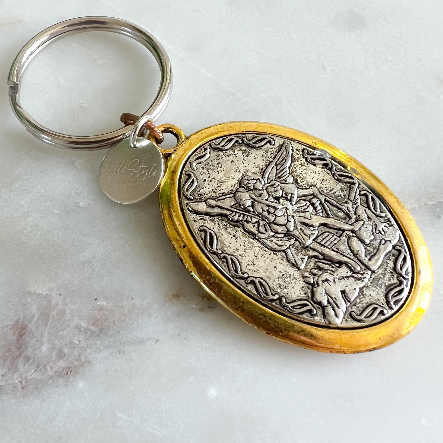 St. Michael Two Tone Keychain