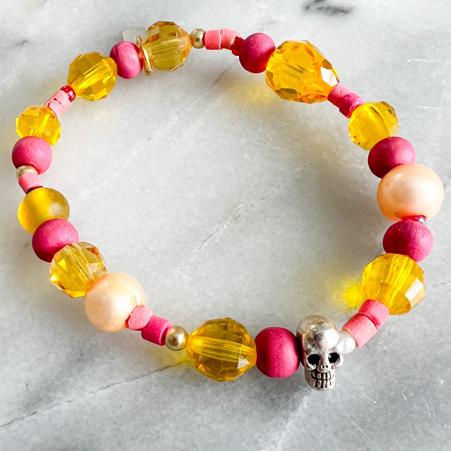 Pink Skull Bracelet - BelleStyle