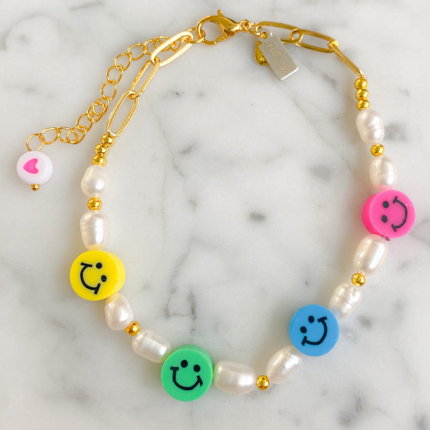 Happy Face Freshwater Pearl Bracelet - BelleStyle