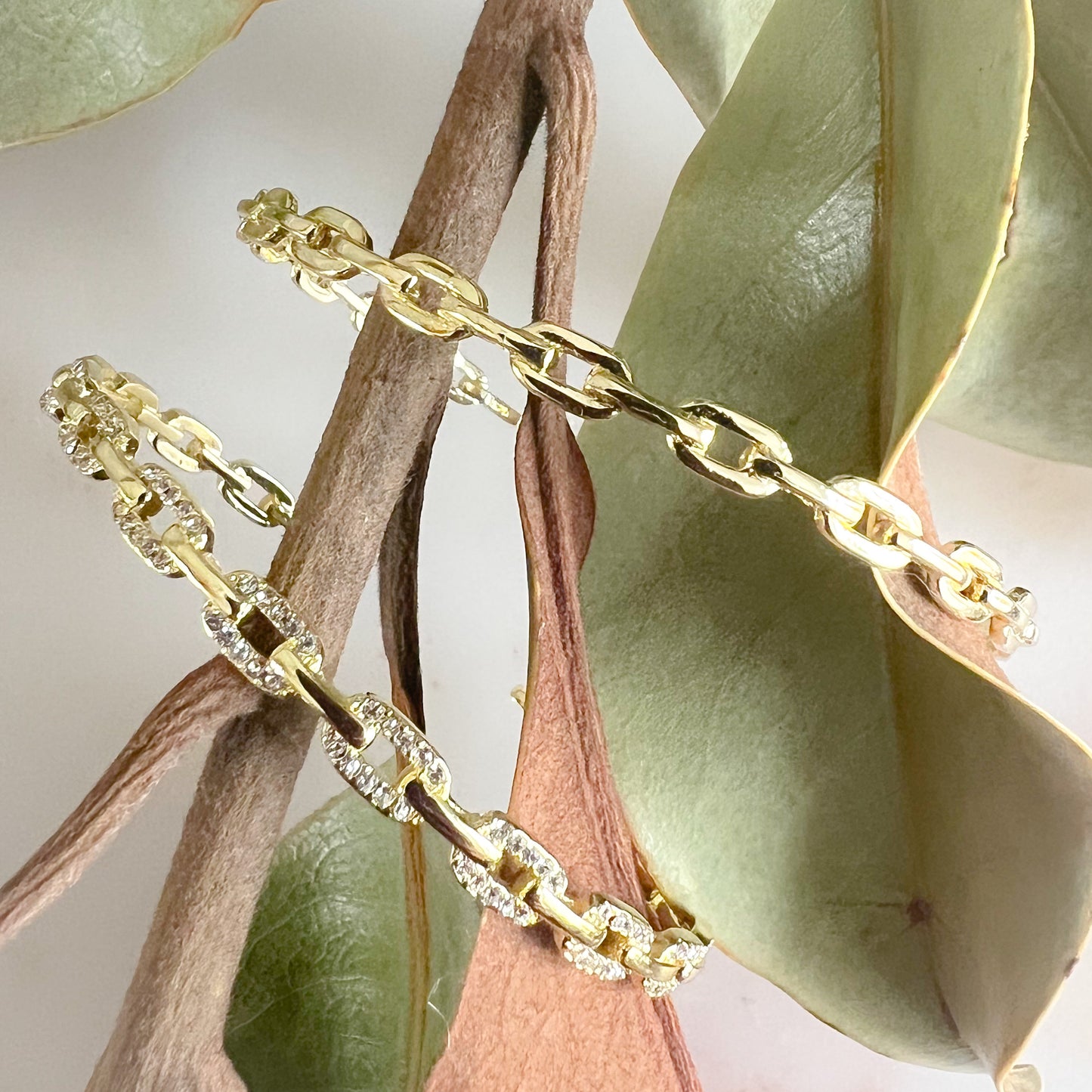 Jaime Crystal Pave Link 925 Cuff Bracelet - BelleStyle