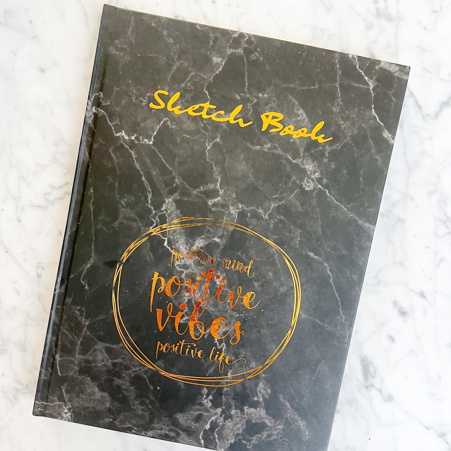 Black Marble Positive Vibes Sketchbook - BelleStyle