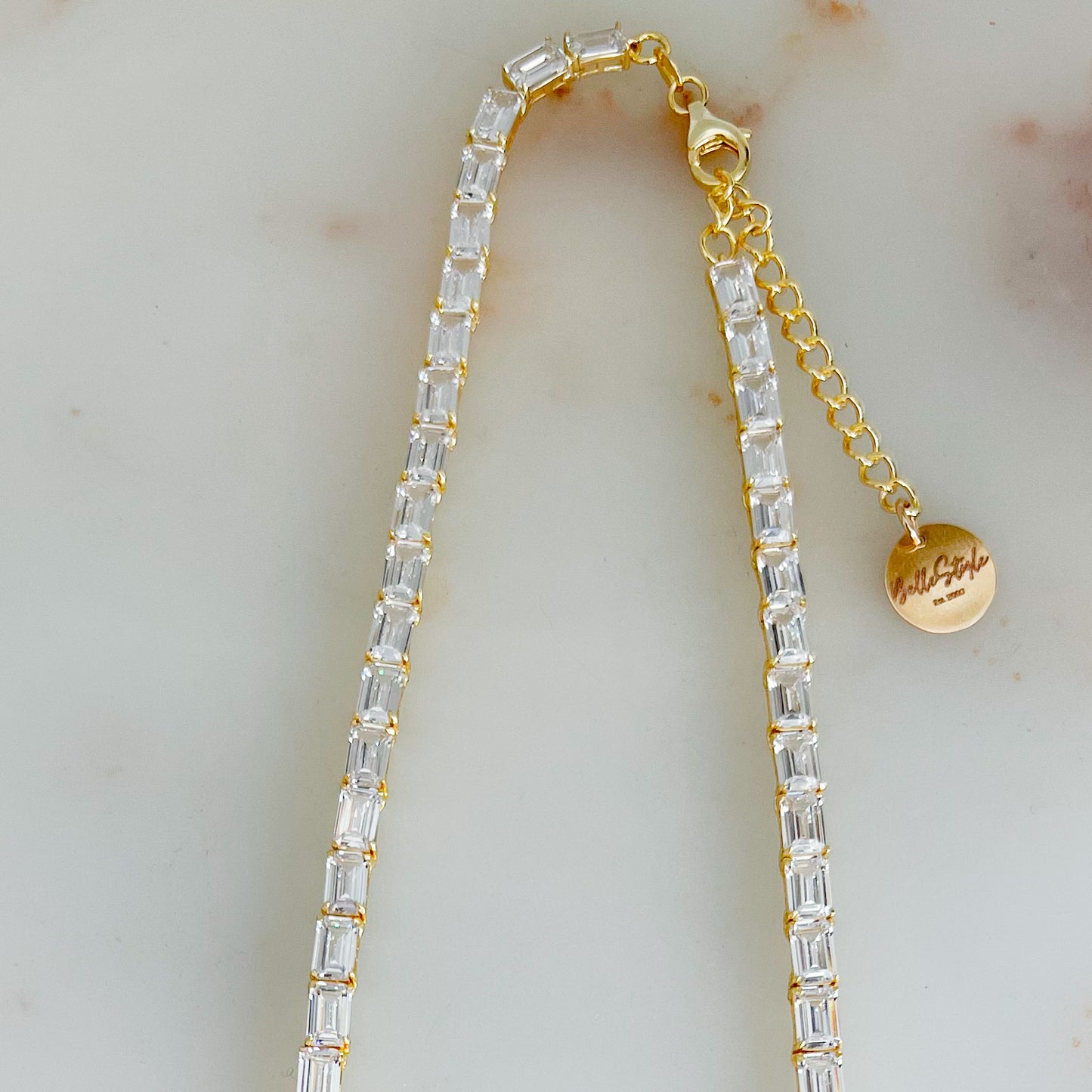 Liberty Baguette Crystal 925 Statement Necklace - BelleStyle