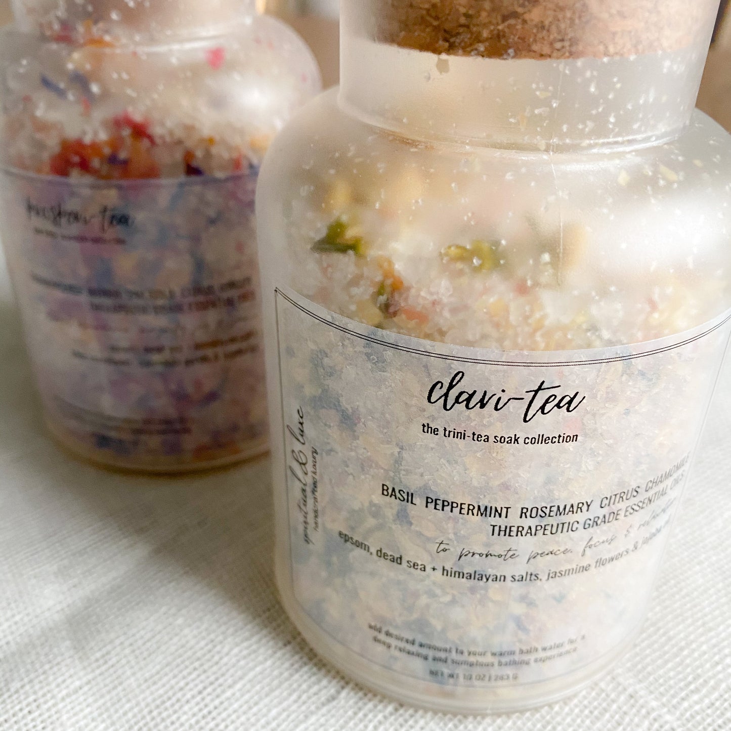 Spiritual Luxe Bath Tea Claritea basil peppermint rosemary citrus chamomile epsom Dead Sea salt jasmine flowers - Bellestyle