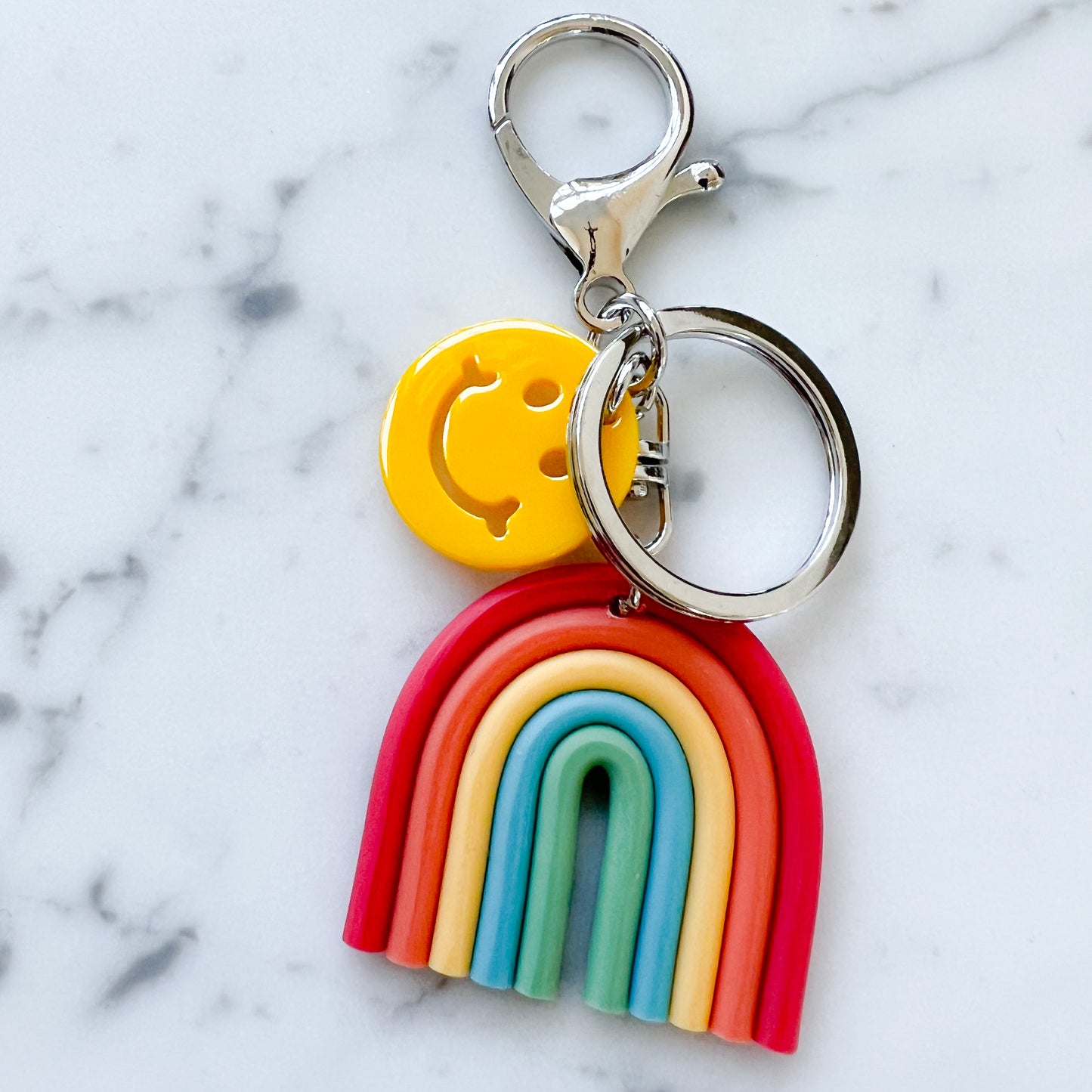 Smiley Rainbow Clip Keychain - Bellestyle