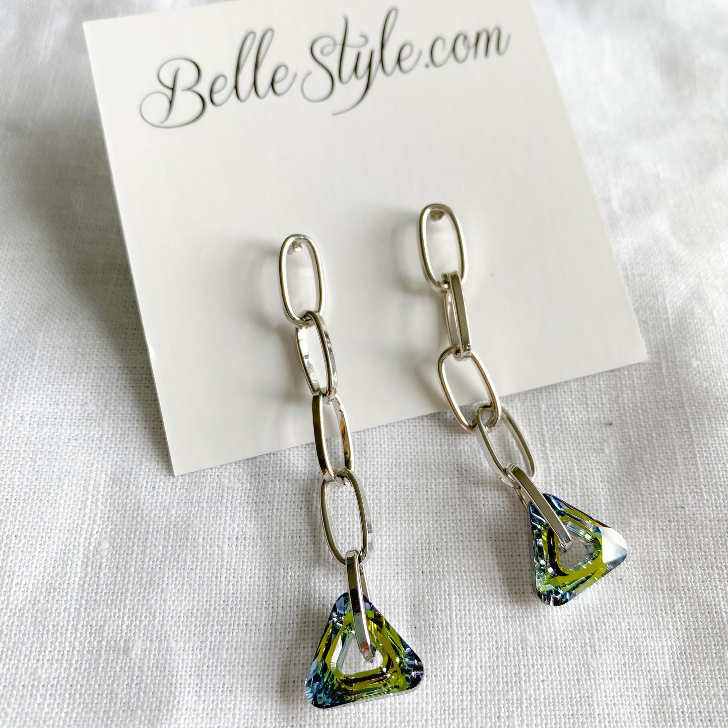 Swarovski Triangle Link Earrings - BelleStyle