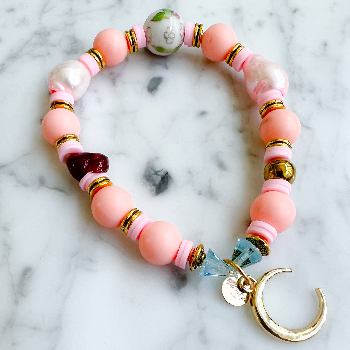 Lunar Gold Handpainted Japanese Ceramic Bracelet - BelleStyle