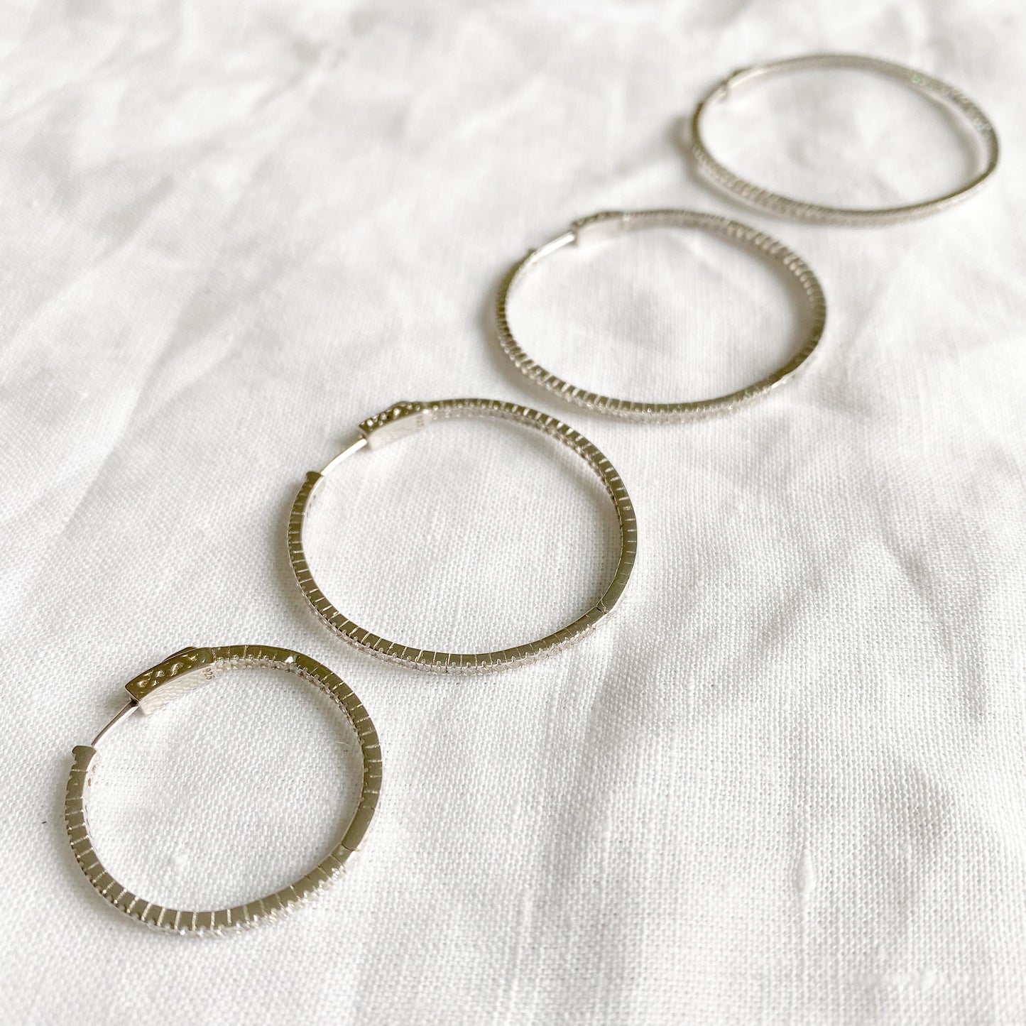 Taylor Silver Crystal Hoop Earrings - BelleStyle