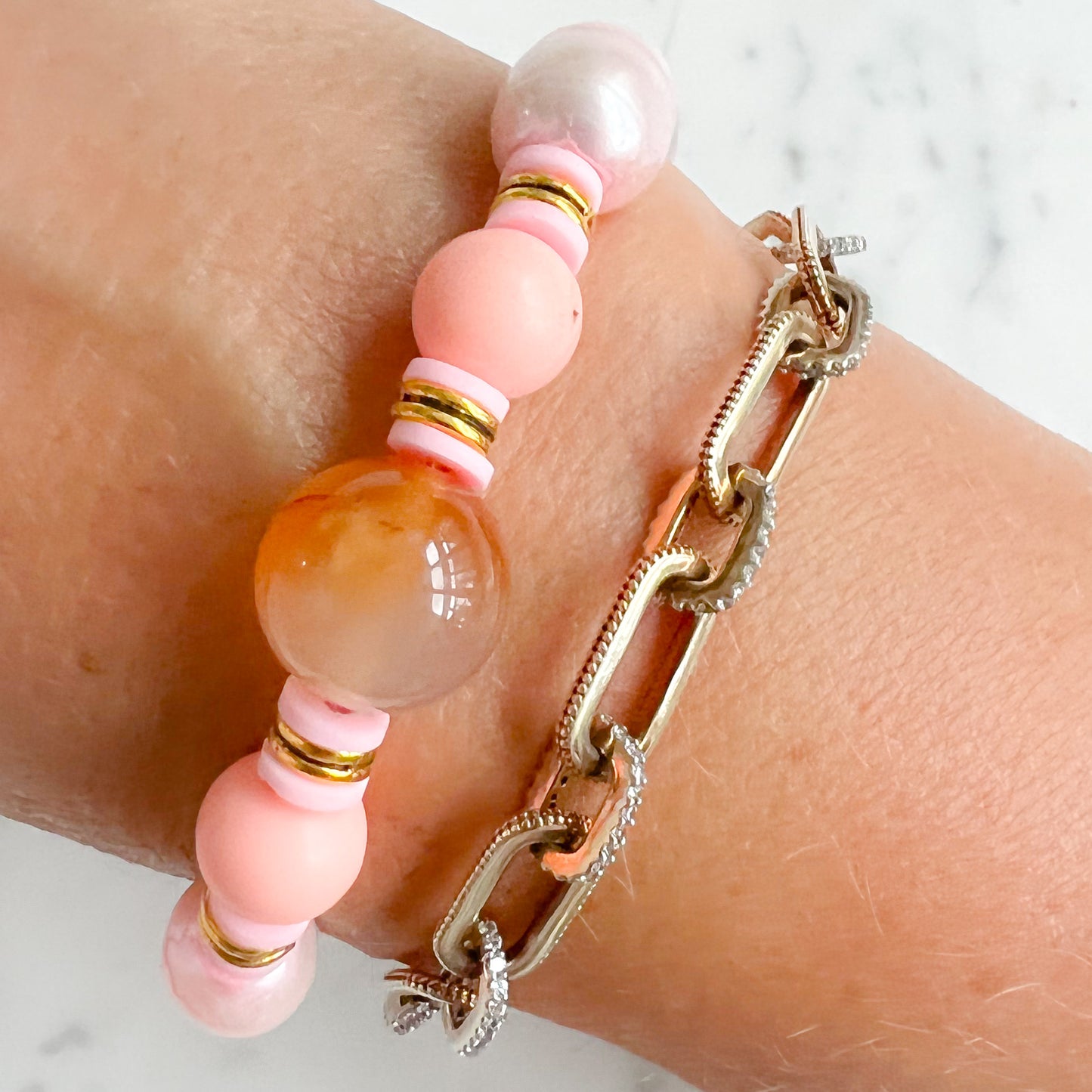Lunar Carnelian Gold Bracelet - BelleStyle