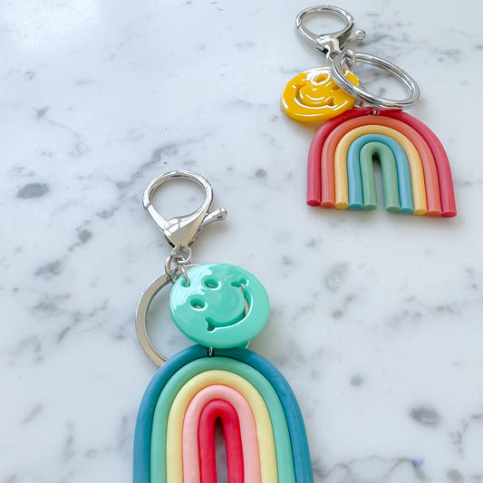 Smiley Rainbow Clip Keychain - Bellestyle