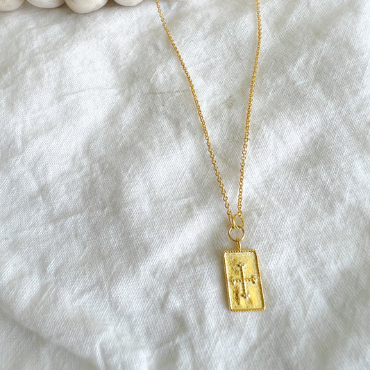 Celtic Rectangle Cross Gold Necklace - Bellestyle