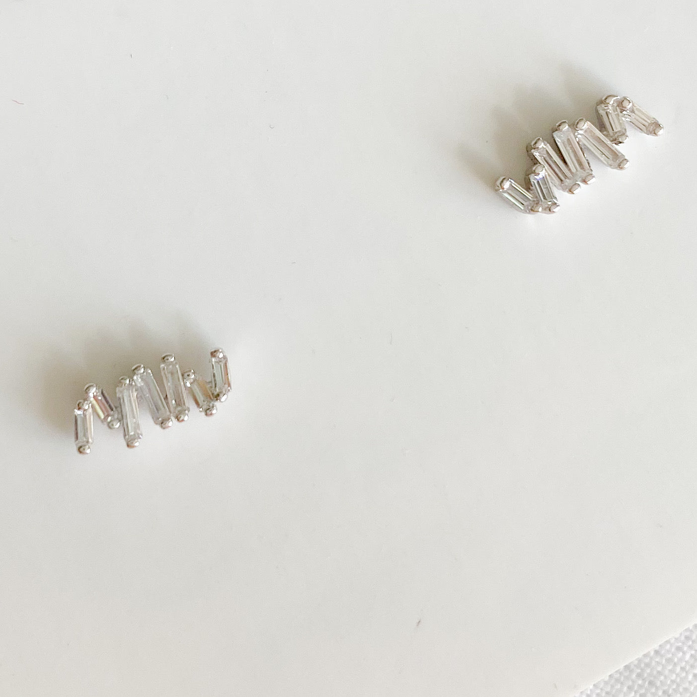 Marmont Earrings BelleStyle - sterling silver gold plate stud post everyday baguette crystals