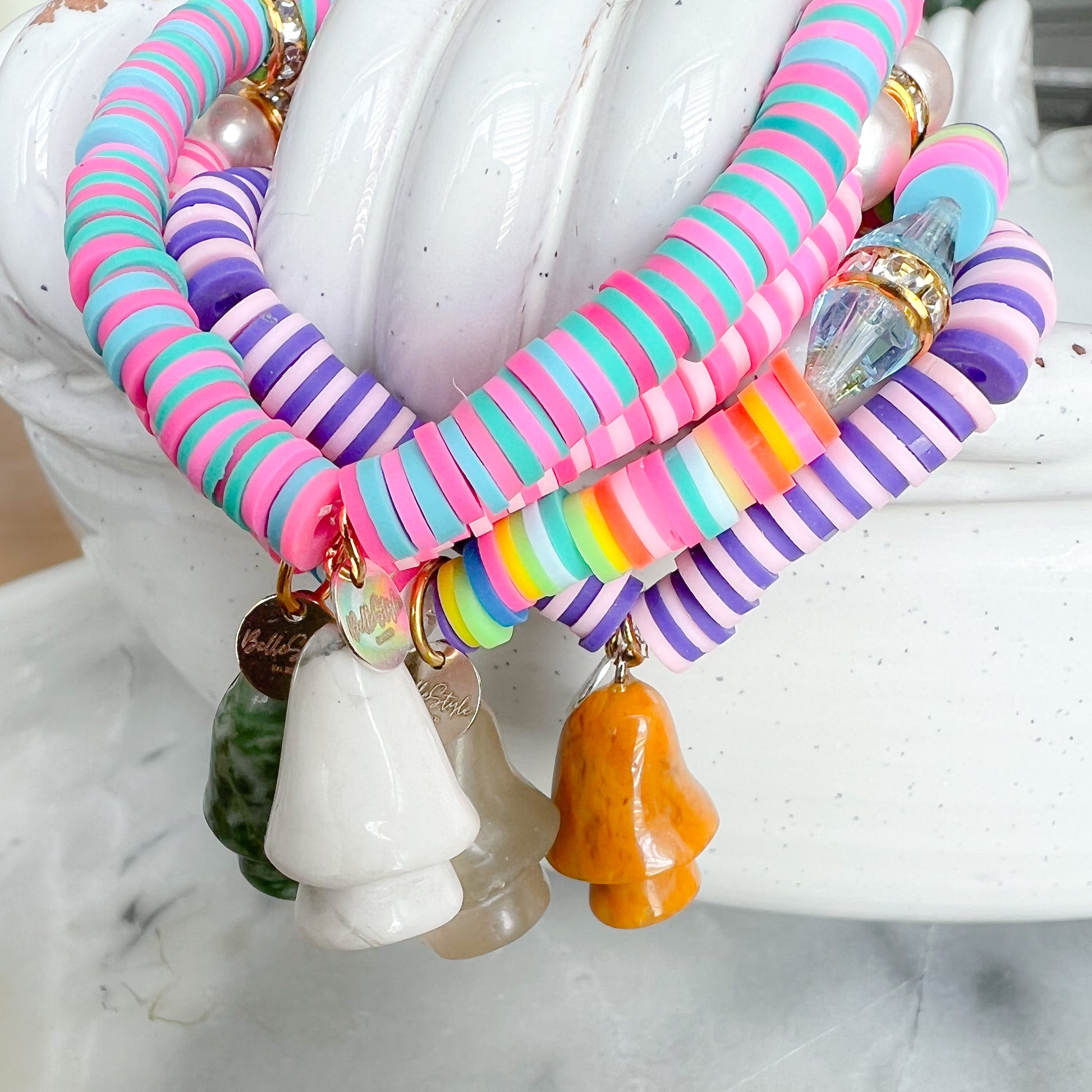 Purple Stripe Vintage Mushroom Bracelet - BelleStyle