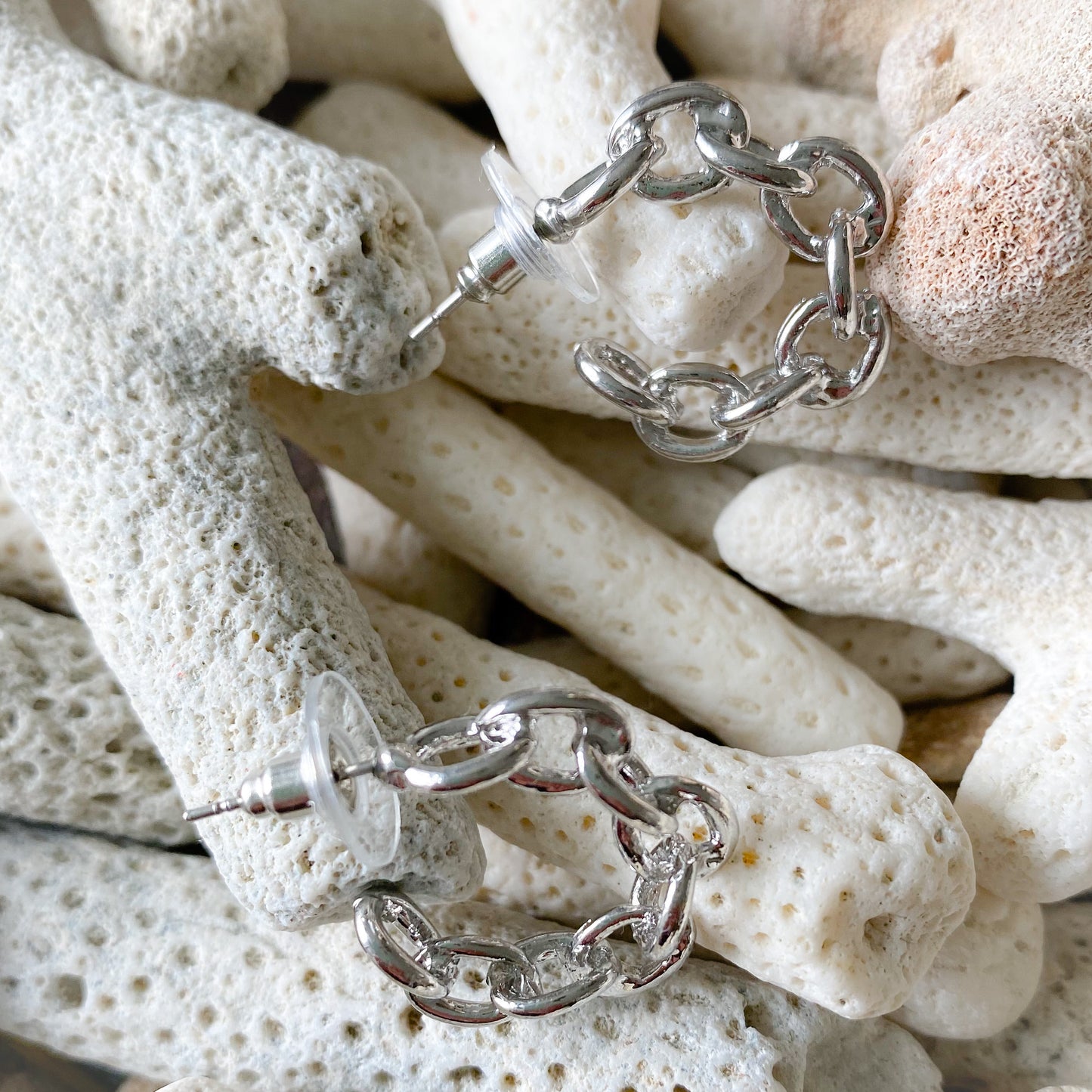 Small link chain earrings post - Bellestyle silver